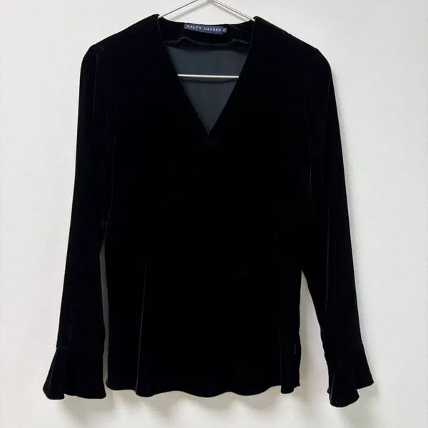 [BUNJANG] Ralph Lauren Black Velvet Blouse / 랄프로렌 블랙 벨벳 블라우스