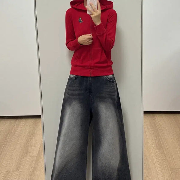 [BUNJANG] Polo Ralph Lauren Polo Bear Red Hooded Zip-Up / 폴로 랄프로렌 폴로 베어 레드 후드집업