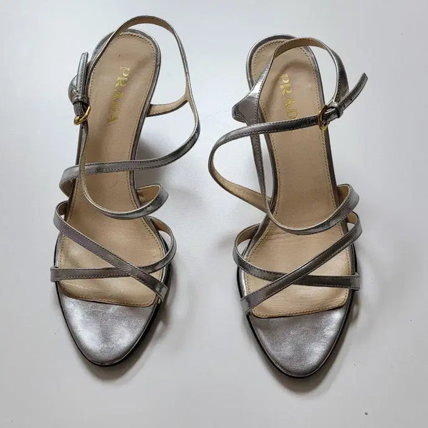 [BUNJANG] Prada Silver Strap Sandals / 프라다   실버  샌들  정품