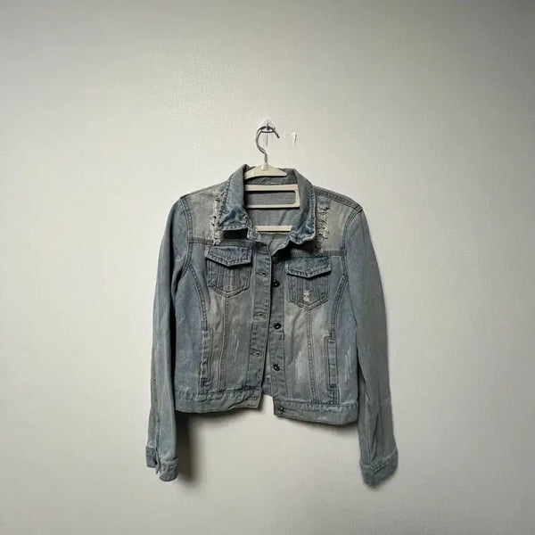 [BUNJANG] Y2k Vintage Wash Denim Jacket Light Blue Jacket / Y2k 빈티지 데미지 워싱 데님 자켓 연청자켓