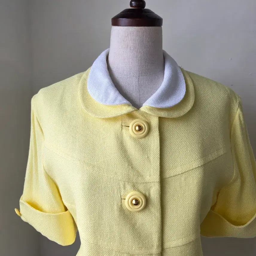 [BUNJANG] Lemon Color Block Two-Collar Short-Sleeve Jacket / 세일)레몬 배색 투카라 반팔 자켓