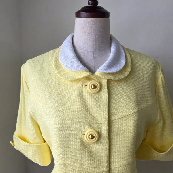 [BUNJANG] Lemon Color Block Two-Collar Short-Sleeve Jacket / 세일)레몬 배색 투카라 반팔 자켓