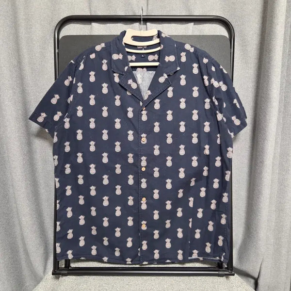[BUNJANG] Saint Patrick Pineapple Pattern Open Collar Short Sleeve Shirt XL / Saint Patrick 빈티지 반팔 셔츠 XL(105)