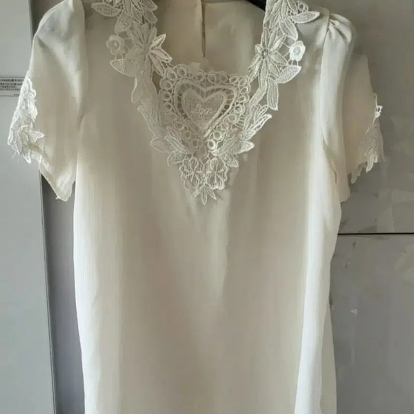 [BUNJANG] Olivia Lauren Lace Chiffon Blouse / 레이스블라우스// 올리비아로렌 쉬폰블라우스