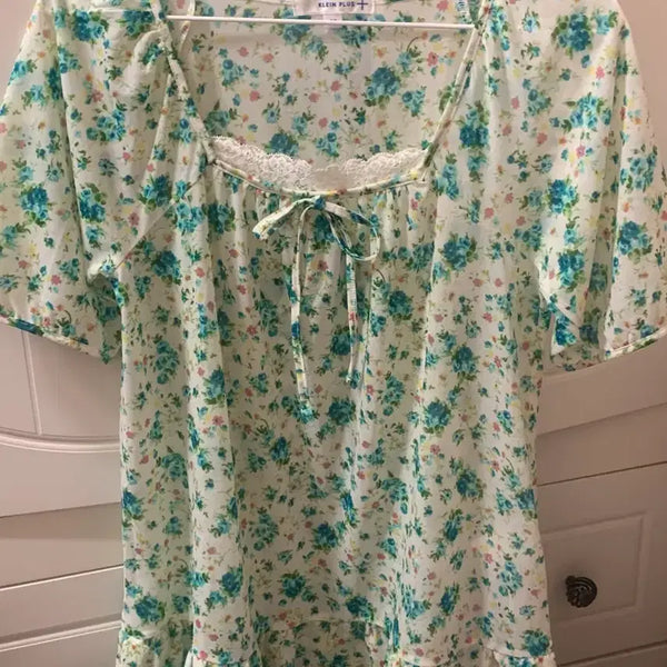 [BUNJANG] Japanese Vintage Flower Lace Short Sleeve Blouse / 일본빈티지 플라워 레이스 반팔 블라우스