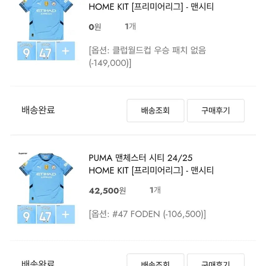 [BUNJANG] Puma Manchester City 24/25 Phil Foden Home Kit Jersey / 맨시티 유니폼 필포든