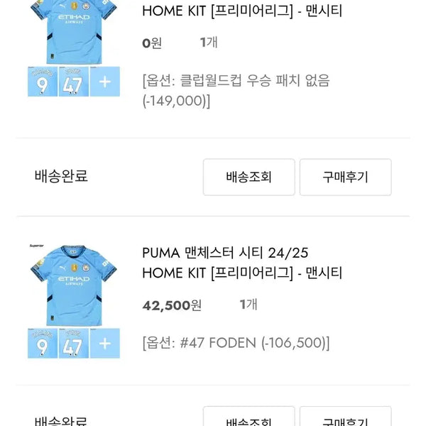 [BUNJANG] Puma Manchester City 24/25 Phil Foden Home Kit Jersey / 맨시티 유니폼 필포든