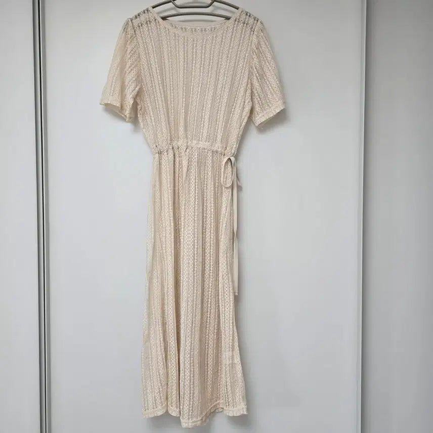 [BUNJANG] Lace See-through Long Sleeve Summer Dress / 레이스 망사 시스루 롱 반팔 원피스 여름 원피스