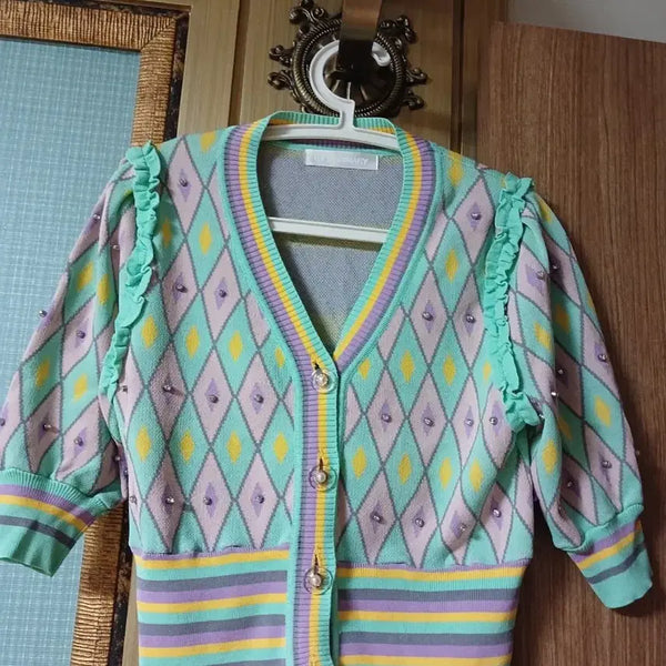 [BUNJANG] Argyle Pattern Cardigan / 아가일 패턴 가디건(새상품)