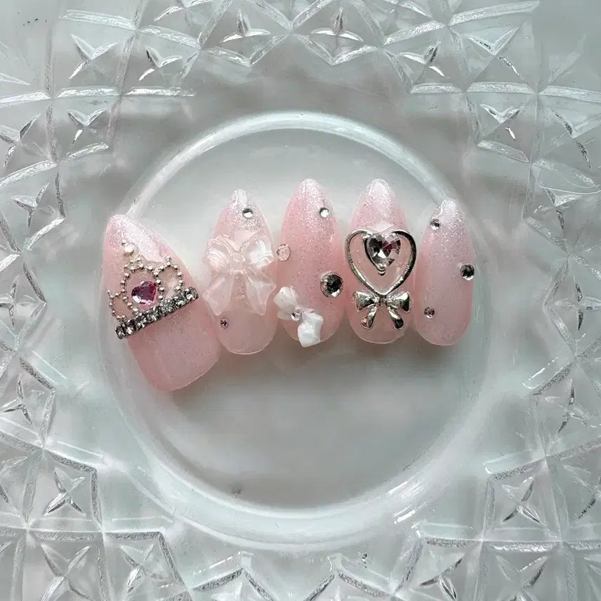 [BUNJANG] Handmade Princess Pink Y2K Hime Gyaru Nail Tips / 공주 핑크 수제네일팁/Y2K/히메갸루/오시 No11