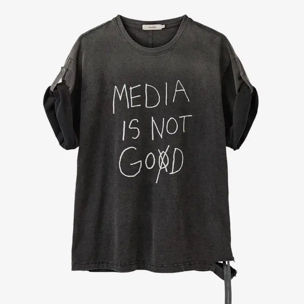 [BUNJANG] ARBAN MEDIA IS NOT GOD T-Shirt Eternal Black / 아르반 미디어 이즈 낫 갓 티셔츠_이터널 블랙