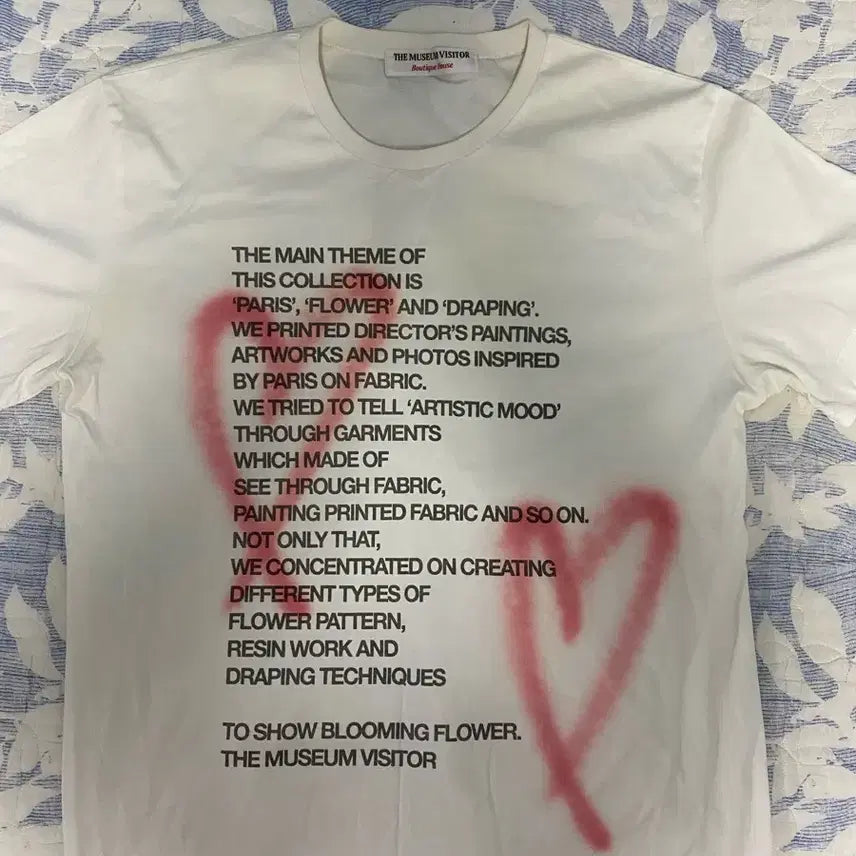 [BUNJANG] The Museum Visitor Heart Printing Short-Sleeved T-Shirt (L) / 더뮤지엄비지터 하트 프린팅 반팔 티셔츠 L