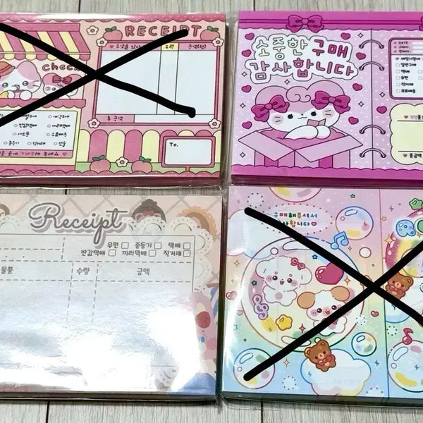 [BUNJANG] Receipt Style Memo Pads / [예니님, 피아노님, 엥꼬님 등 영수증 대떡메] 포용, 포장용품 영떡