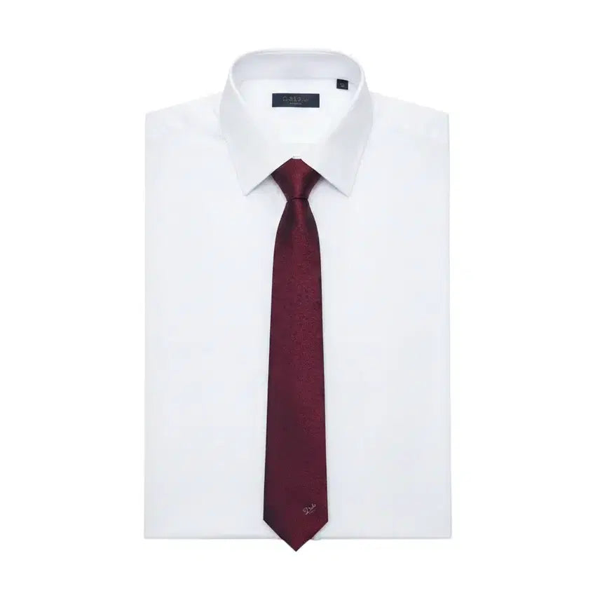 [BUNJANG] Daks Burgundy Logo Silk Tie / 닥스 버건디 로고 실크 넥타이