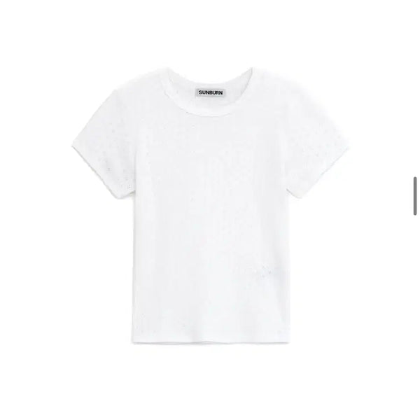 [BUNJANG] Sunburn Project Basic T-Shirt White / 썬번프로젝트 베이직 티셔츠 반팔 화이트 펀칭