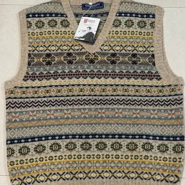 [BUNJANG] Gant Woollens Fair Isle Knit Vest XL / 건지울른스 페어아일 니트 조끼 베스트 XL
