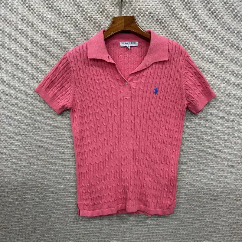 [BUNJANG] US Polo Assn. Cable Knit Short Sleeve Polo T-Shirt - Size S / US폴로 꽈배기 니트 반팔 카라티 S D02765
