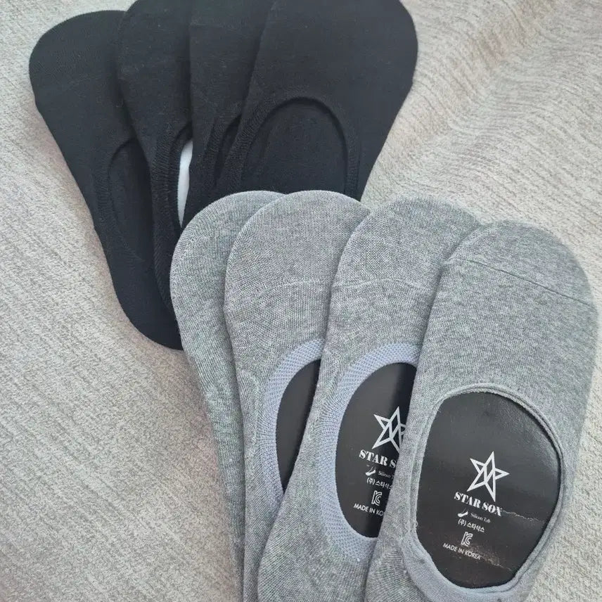 [BUNJANG] Men's Ankle Socks/Footies (8-Pack, Black/Grey) / 남성 발목양말 덧신 8켤레 (블랙/그레이)
