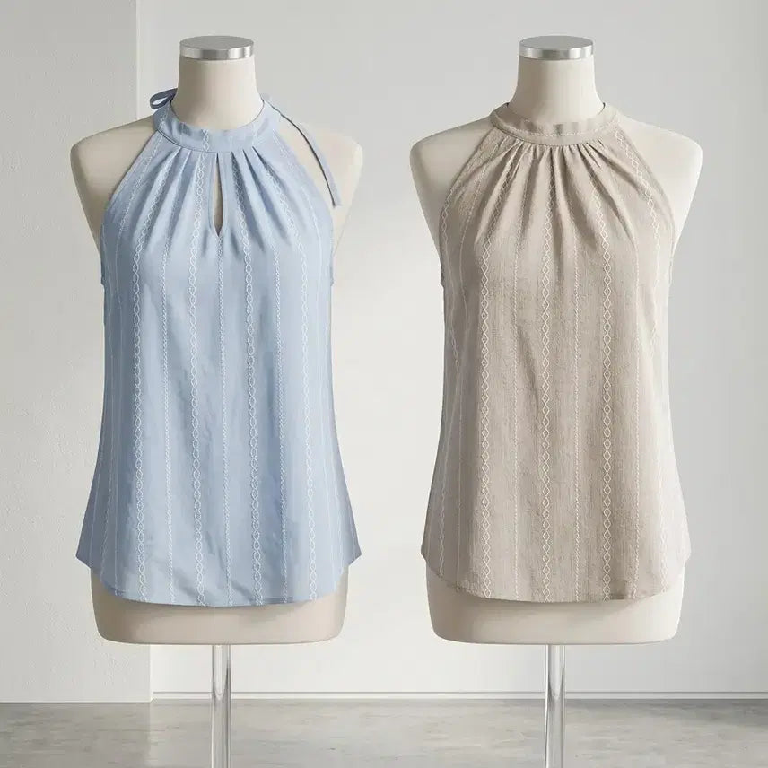 [BUNJANG] Linen Halterneck Blouse / 린넨 홀터넥 블라우스 베이지 소라