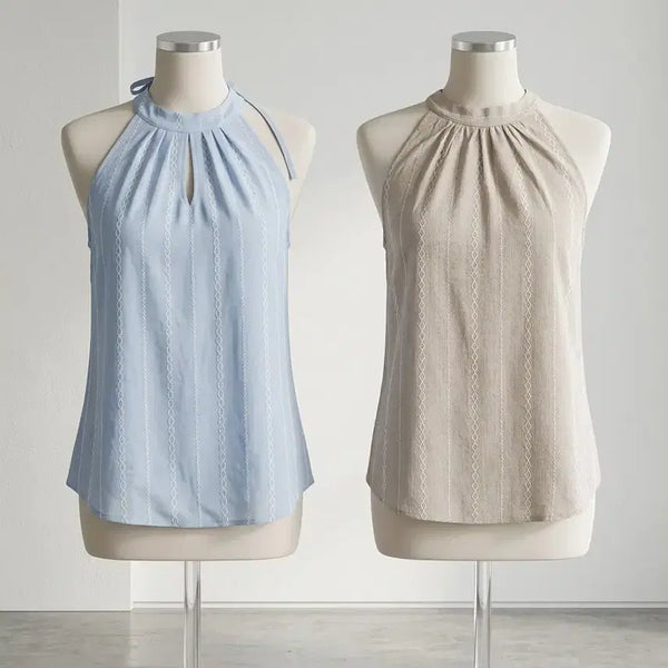 [BUNJANG] Linen Halterneck Blouse / 린넨 홀터넥 블라우스 베이지 소라