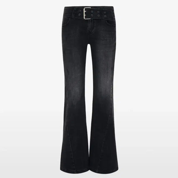 [BUNJANG] Pain or Pleasure Black Bootcut Denim Jeans / 페인오어플레저 벨트 부츠컷 데님 painorpleasure