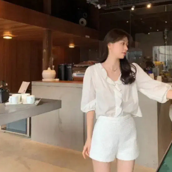 [BUNJANG] Le Plain Glory Blouse Ivory / [2회 착용] 르플레인 글로리 블라우스 (드라이완료)