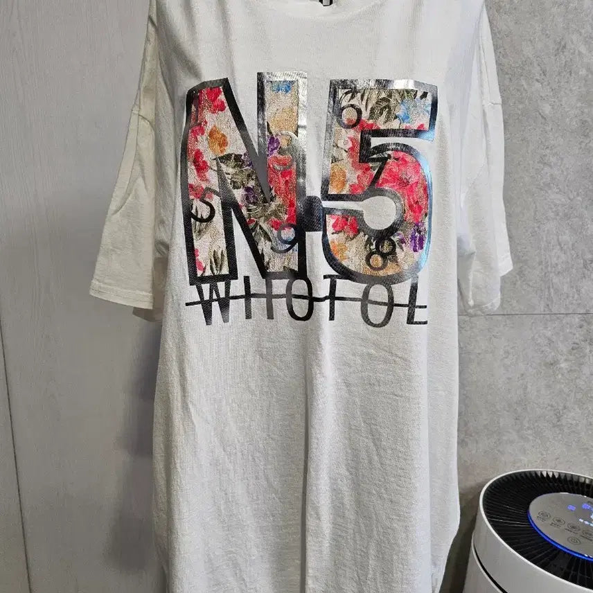 [BUNJANG] White N5 Printing Short Sleeve T-Shirt / 화이트 N5 프린팅 반팔 티셔츠