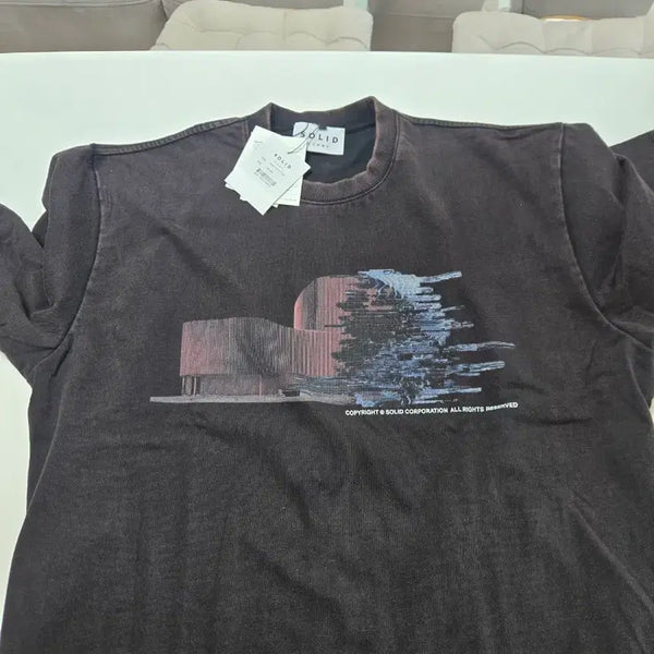 [BUNJANG] Solid Homme Washed Printing Short Sleeve T-Shirt / 새상품 솔리드옴므 워싱 프린팅 반팔 티셔츠 48 오버핏