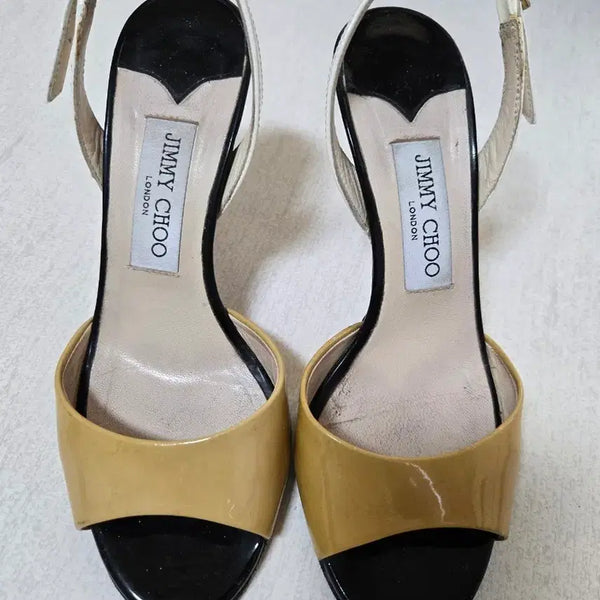 [BUNJANG] Jimmy Choo Patent Leather Slingback Sandals / 지미추(Jimmy Choo)의 페이던트 레더 슬링백 샌들