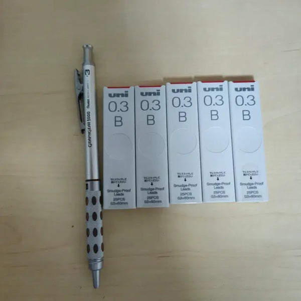 [BUNJANG] Uni 0.3 B Lead Refills & Graphgear 1000 0.3mm Mechanical Pencil / 유니 0.3 B 샤프심 + 그래프기어 1000 0.3mm