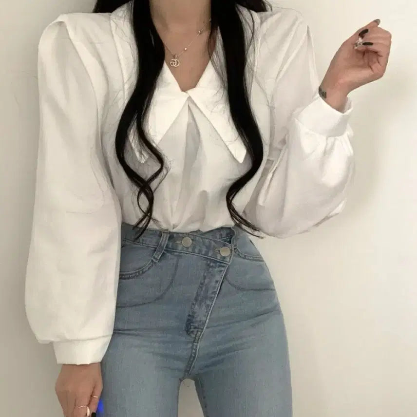 [BUNJANG] Big Collar Blouse / 빅카라블라우스