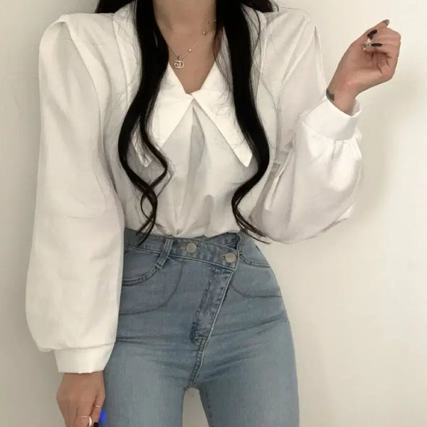 [BUNJANG] Big Collar Blouse / 빅카라블라우스