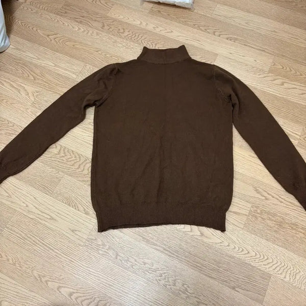 [BUNJANG] Brown Mock Neck Knit Sweater / 브라운반목니트