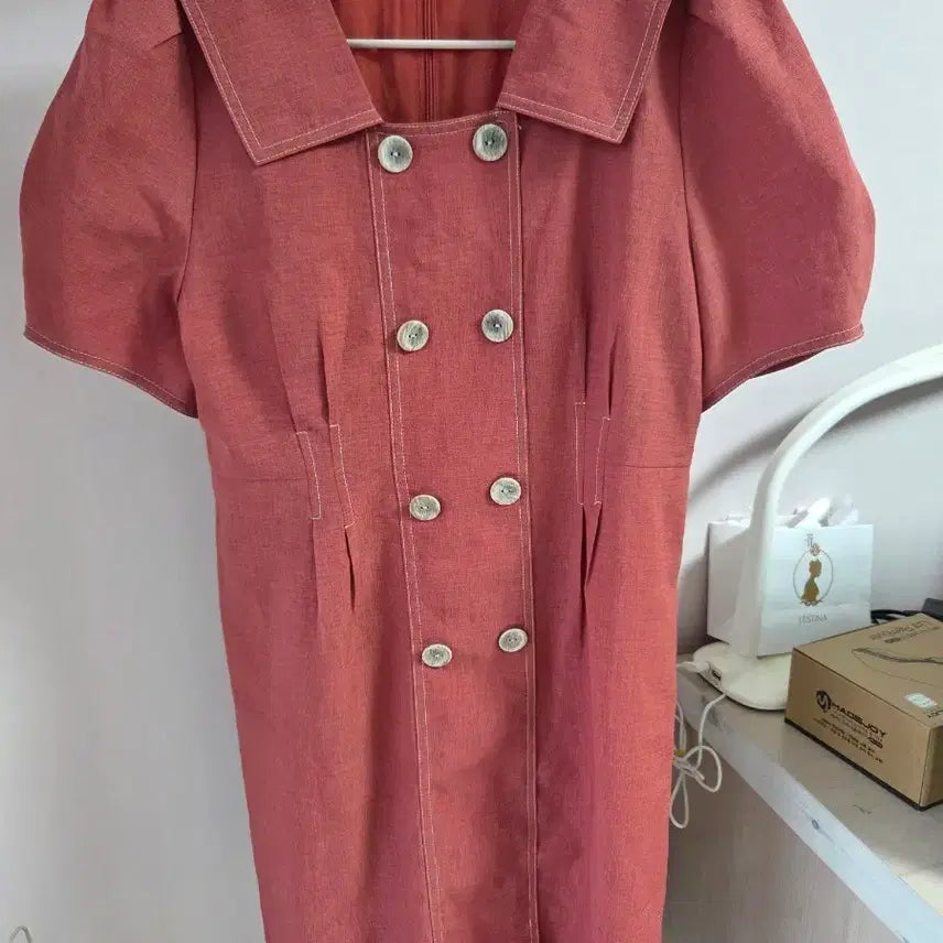 [BUNJANG] Sailor Collar Double Button Midi Dress / 세일러 카라 더블 버튼 원피스