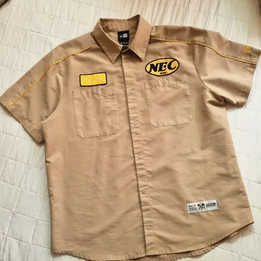 [BUNJANG] New Era Classic Mechanic Short Sleeve Work Shirt Beige / [100] 뉴에라 클래식 메카닉 반팔 워크 셔츠