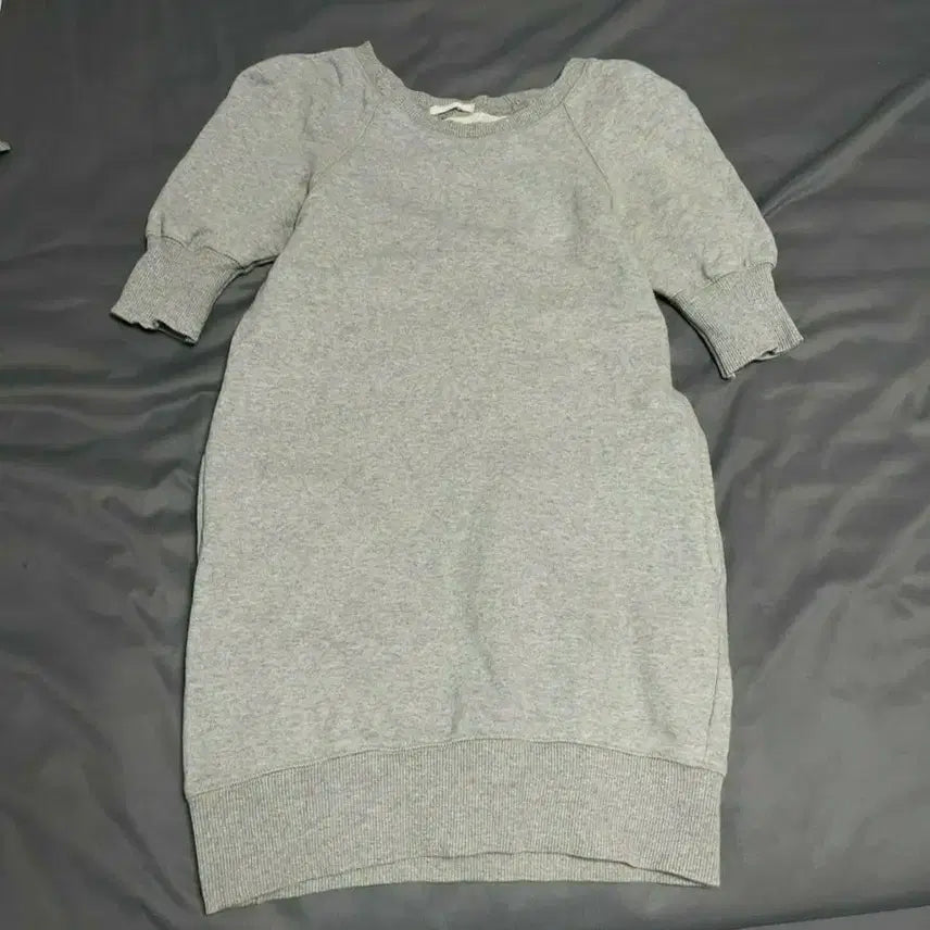 [BUNJANG] Grey Puff Sleeve Sweatshirt Dress / 그레이 퍼프소매 맨투맨 원피스 쭈리면
