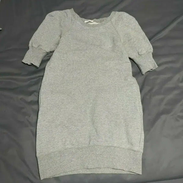 [BUNJANG] Grey Puff Sleeve Sweatshirt Dress / 그레이 퍼프소매 맨투맨 원피스 쭈리면