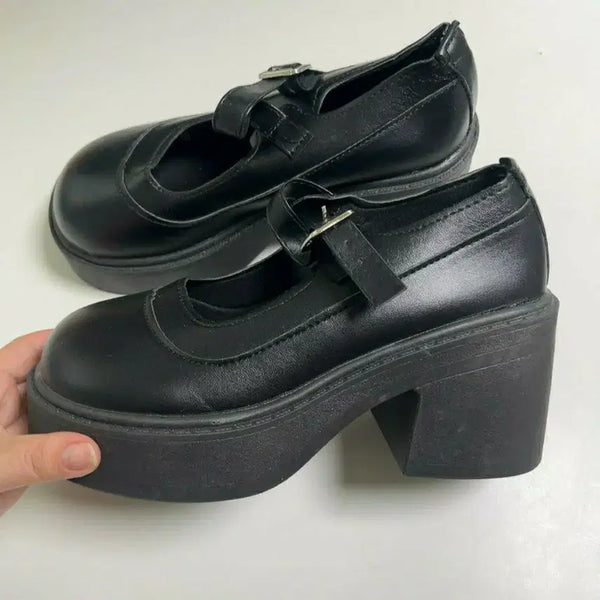 [BUNJANG] Black Platform Mary Jane Shoes / 블랙 통굽 메리제인 슈즈