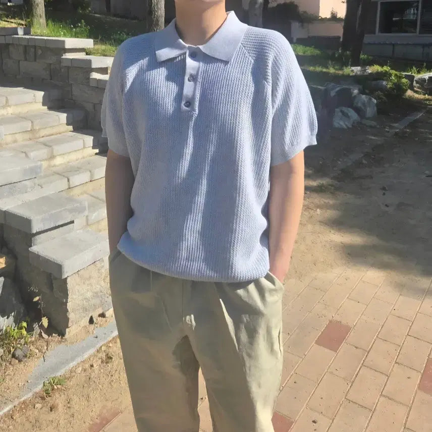 [BUNJANG] Linen Blend Stretch Short Sleeve Knit Top / 린넨 혼방 스트레치 반팔니트