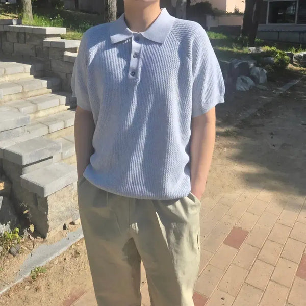 [BUNJANG] Linen Blend Stretch Short Sleeve Knit Top / 린넨 혼방 스트레치 반팔니트