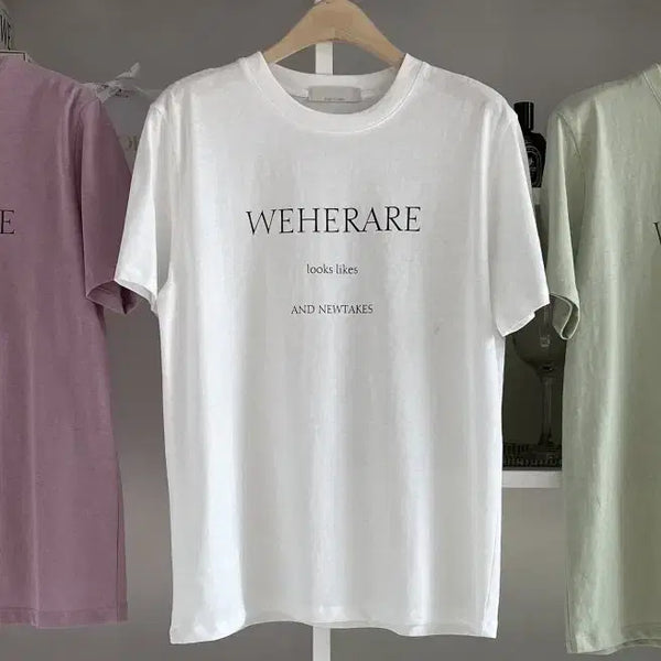 [BUNJANG] Cotton Lettering Short-Sleeve T-Shirt / (국내제작) 코튼 레터링 반팔티_아이1