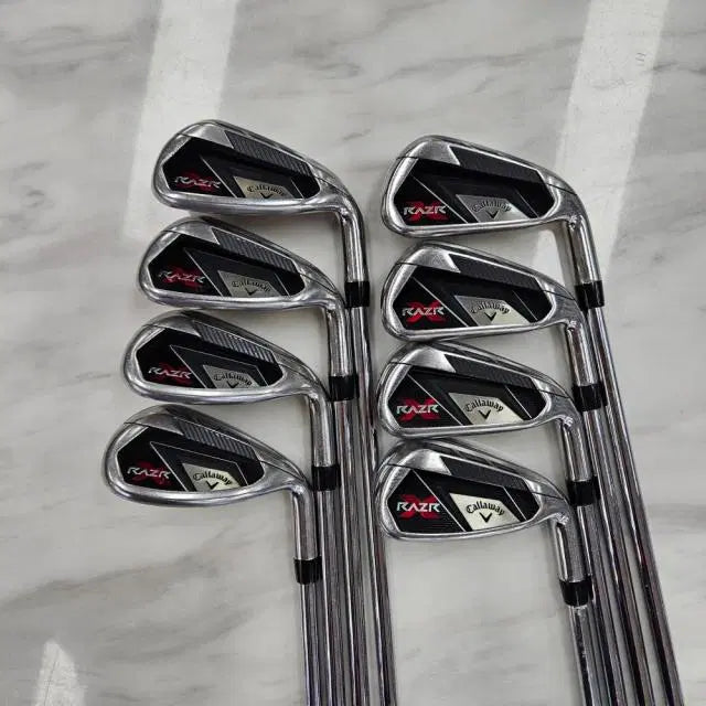 [BUNJANG] Callaway RAZR-X Right-Handed Regular Flex 8-Piece Iron Set (5-PW, AW, SW) with N.S. Pro 950GH Lightweight Steel Shafts / 캘러웨이 정품 RAZR-X 경량스틸950GH R 중고8아이언.5-P...