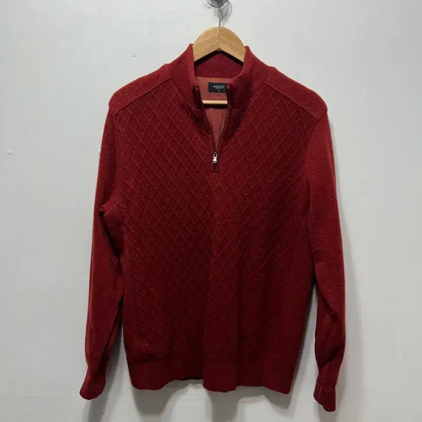 [BUNJANG] Galaxy Men's Quarter Zip-Up Knit Burgundy L / 갤럭시 남성 쿼터집업 니트 버건디 L