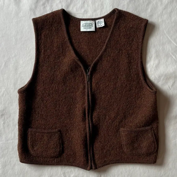[BUNJANG] 90s G.H. Bass & Co. Brown Wool Zip-Up Vest (Size S) / [W44] 90s USA G.H.BASS & CO. 브라운 집업 베스트