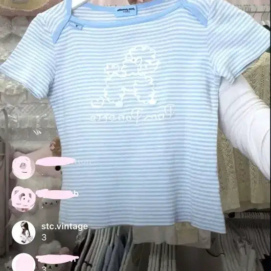[BUNJANG] Pomponette Vintage Cropped T-Shirt Blue Angel / stc빈티지 폼포넷 로고 반팔 일본빈티지 진리 블루엔젤