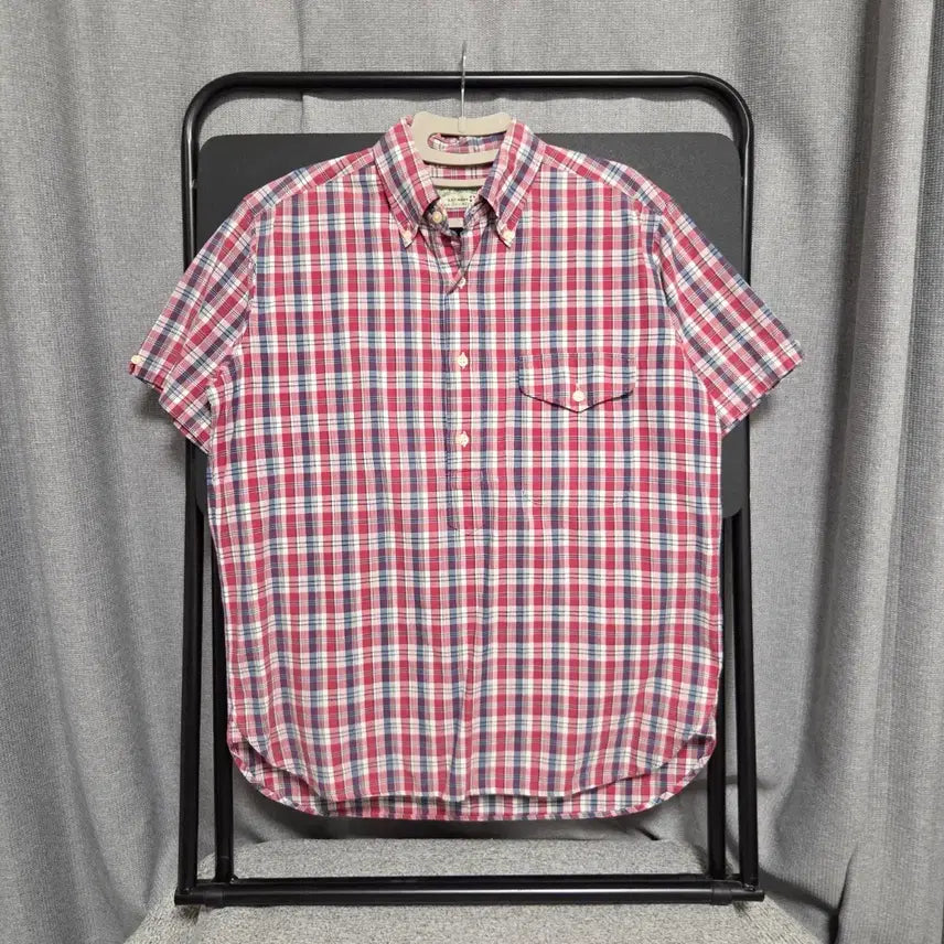 [BUNJANG] Fine Sportswear 90s Japanese Vintage Half Button Checkered Short Sleeve Shirt L / 90s 일본제 빈티지 반팔 체크 셔츠 L(100)