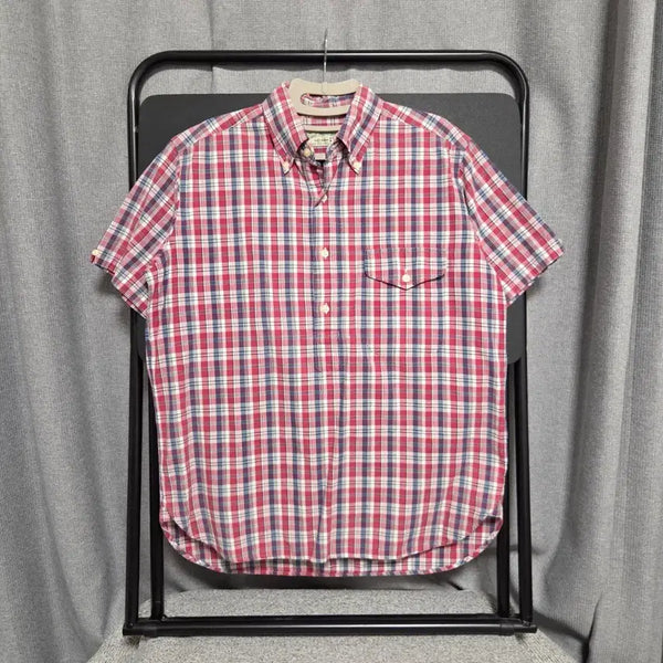 [BUNJANG] Fine Sportswear 90s Japanese Vintage Half Button Checkered Short Sleeve Shirt L / 90s 일본제 빈티지 반팔 체크 셔츠 L(100)