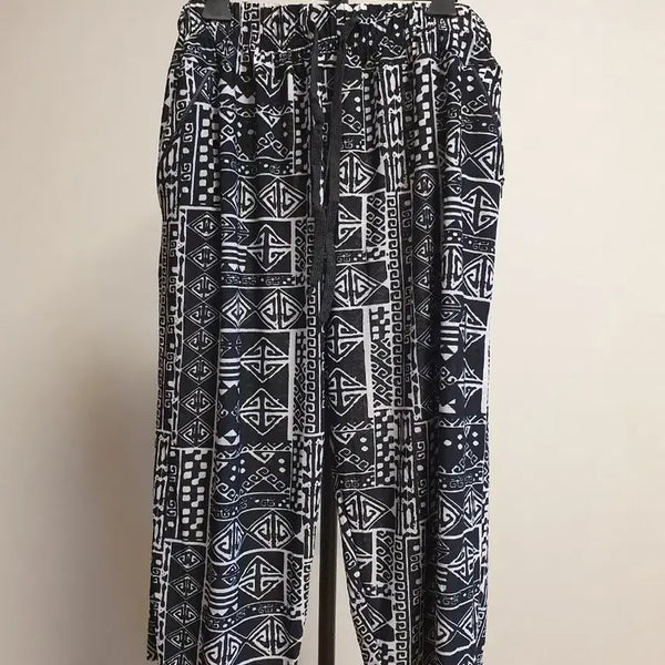 [BUNJANG] Black Pattern 7/8 Length Pants / (새상품)블랙 패턴 여성 7부 바지 free size