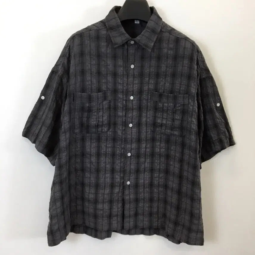 [BUNJANG] Partimento Wrinkle Check Boxy Oversized Short Sleeve Shirt M / 파르티멘토 링클체크 박시 오버반팔셔츠 M