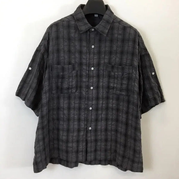 [BUNJANG] Partimento Wrinkle Check Boxy Oversized Short Sleeve Shirt M / 파르티멘토 링클체크 박시 오버반팔셔츠 M